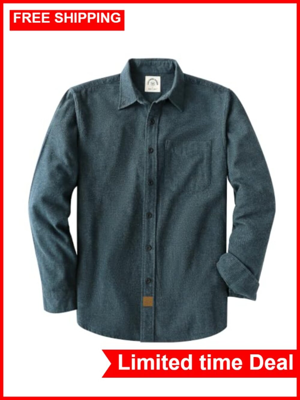 Men's Flannel Shirt Long Sleeve Cotton Button Down Houndstooth Work Shirt